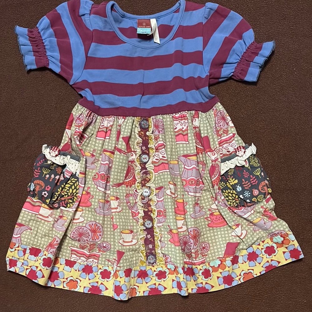 Blue and Red Casual Puff Sleeve Sundress